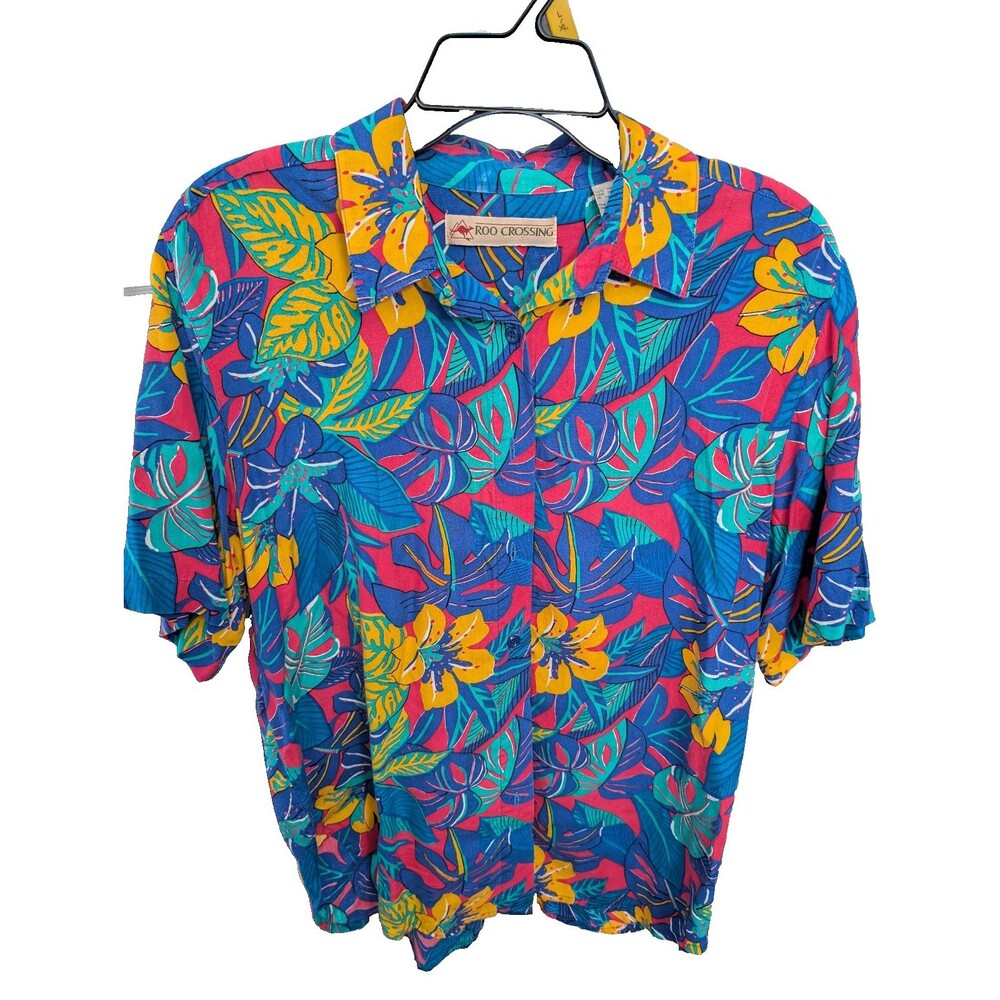 Vintage Roo Crossing 2pc Floral Shirt and Shorts Set Sz M